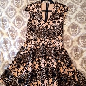 Charlotte Russe large pale pink with black velvet floral applique